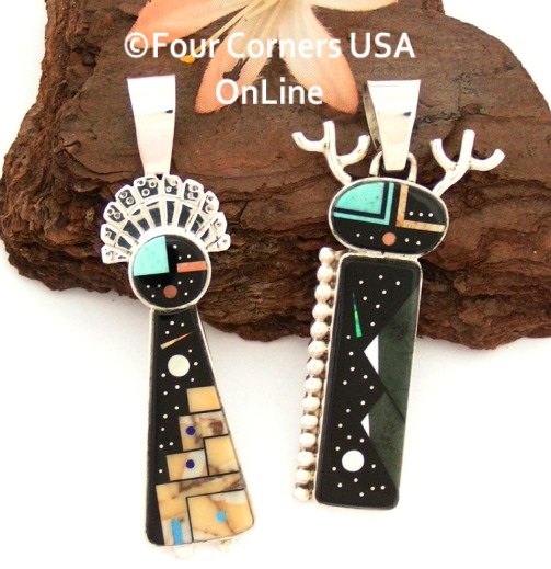 Starry Night Native American Kachina Dancer Pendants Navajo Artisan Calvin Desson Four Corners USA OnLine Jewelry