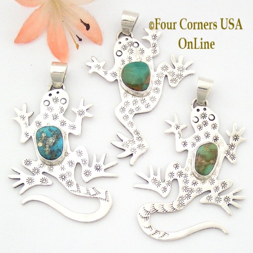 Whimsical Lizard and Frog Pendants by Navajo Tony Garcia Four Corners USA OnLine