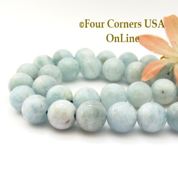 Aquamarine 12mm Smooth Round Bead Strand #3 Jewelry Making Supplies Closeout Final Sale Four Corners USA OnLine