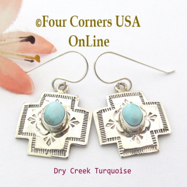 Dry Creek Turquoise Earrings Four Corners USA OnLine Native American Silver Jewelry