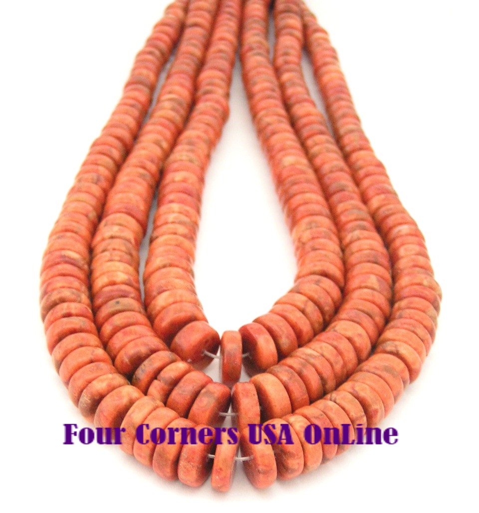 Graduated Organic Apple Coral Heishi Beads Designer 16 Inch Strand Four Corners USA OnLine Jewelry Making Supplies