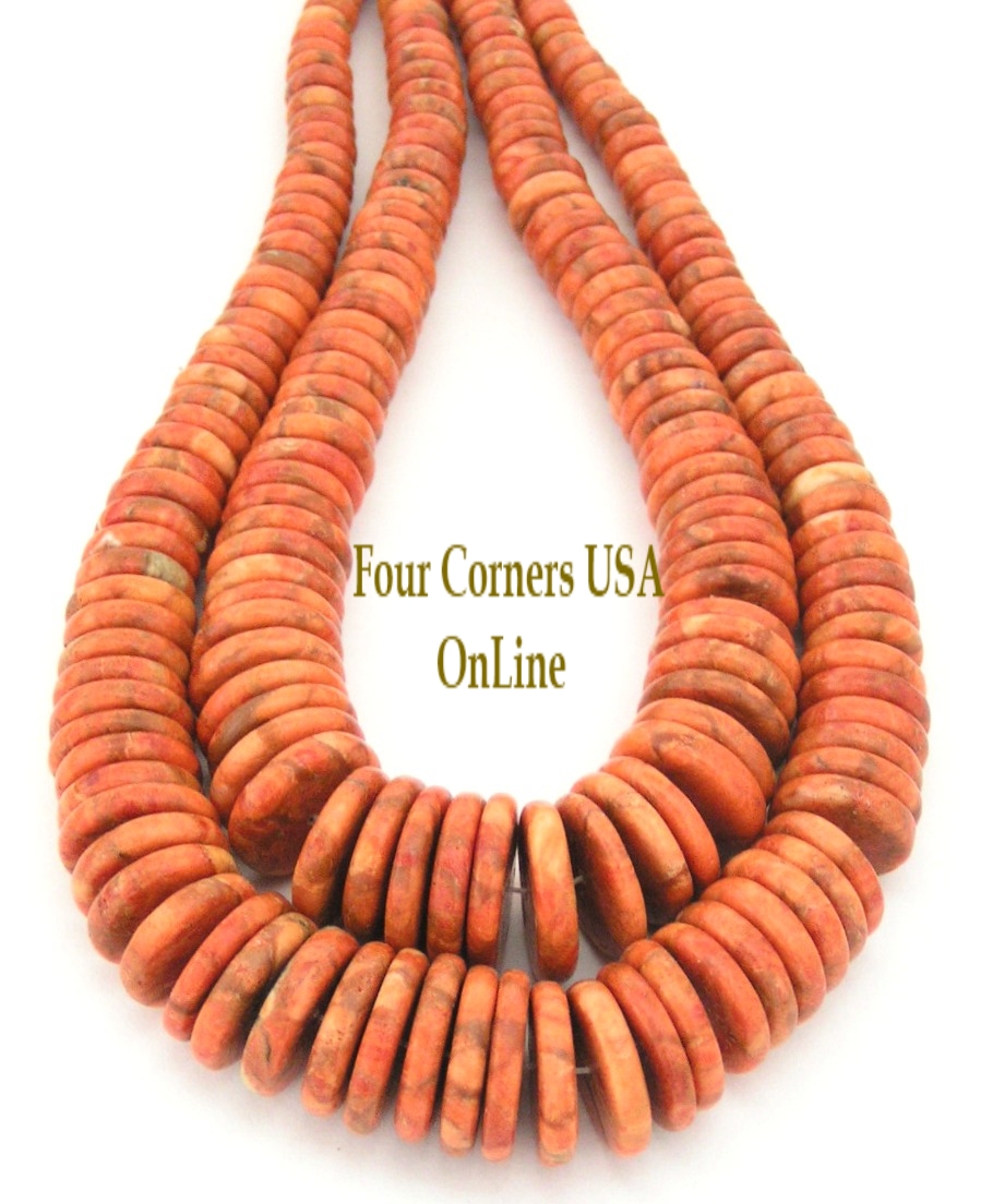 Graduated Organic Apple Coral 17mm Disc Beads Designer 16 Inch Strand Four Corners USA OnLine Jewelry Making Supplies AC-13016