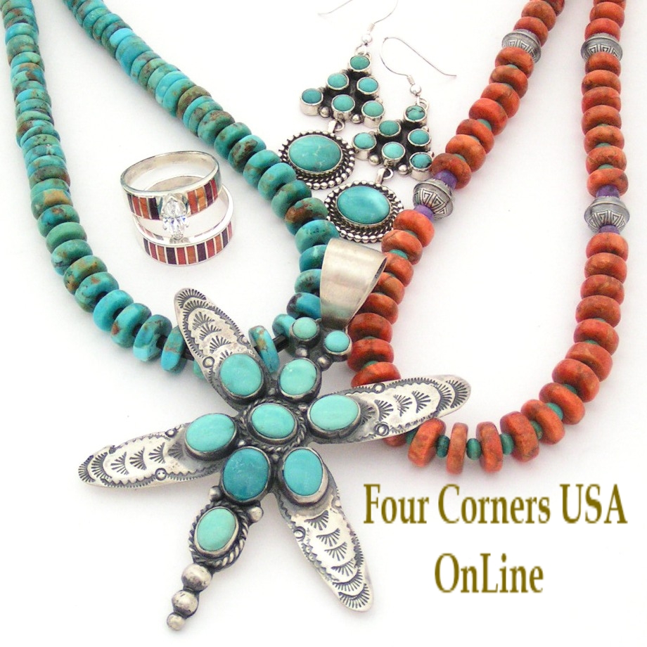 Kingman and Carico Lake Turquoise Bead Jewelry Four Corners USA OnLine