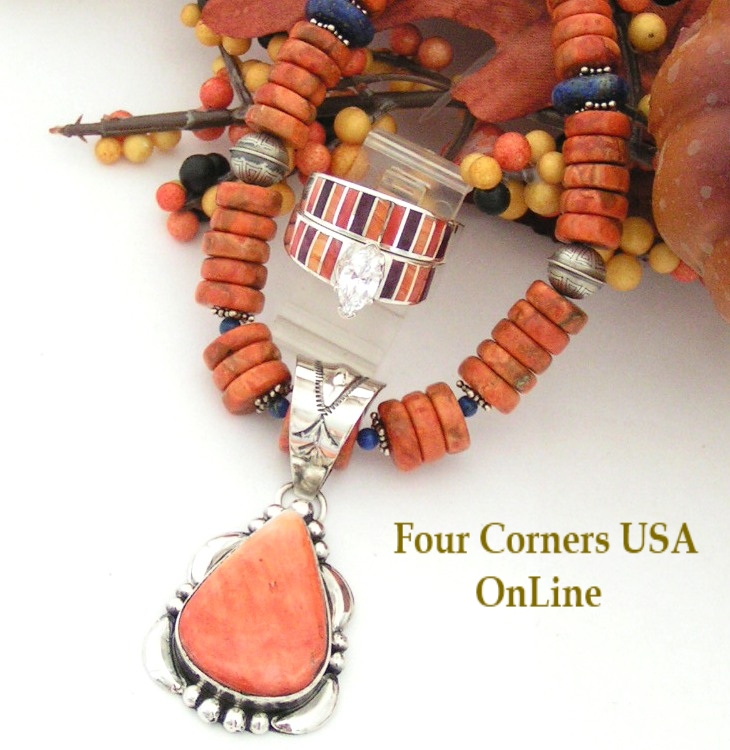 Southwest Spiny Oyster Apple Coral Bead Jewelry Four Corners USA OnLine