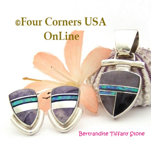 Bertrandite Tiffany Stone Fine Inlay Jewelry Set Four Corners USA OnLine Native American Jewelry