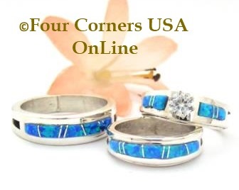 Blue Fire Opal Wedding Sets Navajo Wilbert Muskett Jr. Four Corners USA OnLine Native American Jewelry
