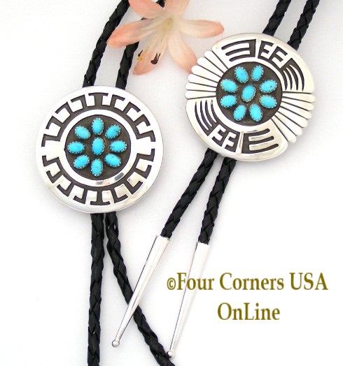 Bolo Ties by Navajo Silversmith Roscoe Scott Four Corners USA OnLine Native American Jewelry