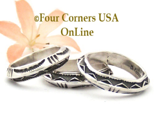 Silver Band Rings Four Corners USA OnLine Native American Navajo Jewelry