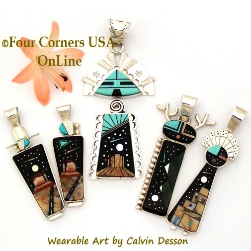 Fine Inlay Jewelry by Navajo Silversmith Calvin Desson Four Corners USA OnLine Native American Jewelry