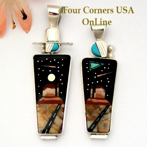 Starry Night Native American Elder Pendants Navajo Artisan Calvin Desson Four Corners USA OnLine Jewelry