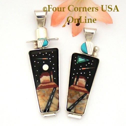 Starry Night Native American Elder Pendants Navajo Artisan Calvin Desson Four Corners USA OnLine Jewelry