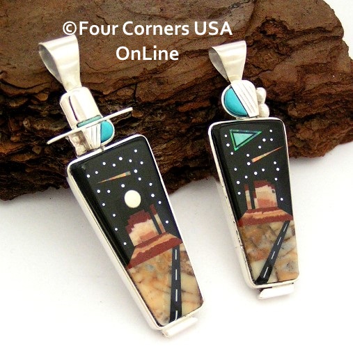 Starry Night Native American Elder Pendants Navajo Artisan Calvin Desson Four Corners USA OnLine Jewelry