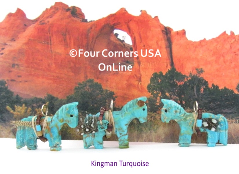 Cared Turquoise Horses Navajo Jefferson Howe Four Corners USA OnLine Native American Crafts
