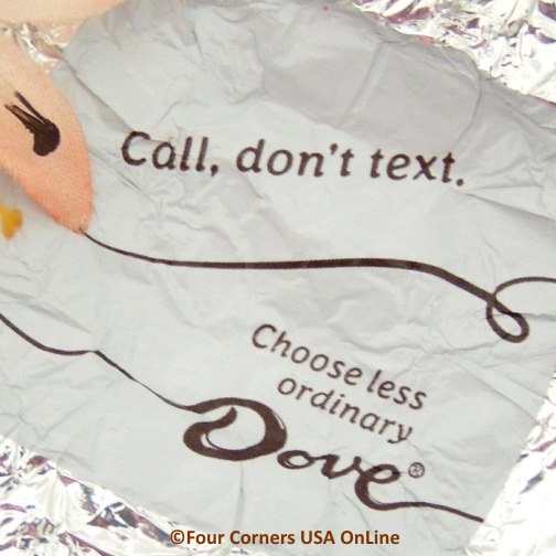 Call Don't Text Dove Chocolate quirky little wrapper message