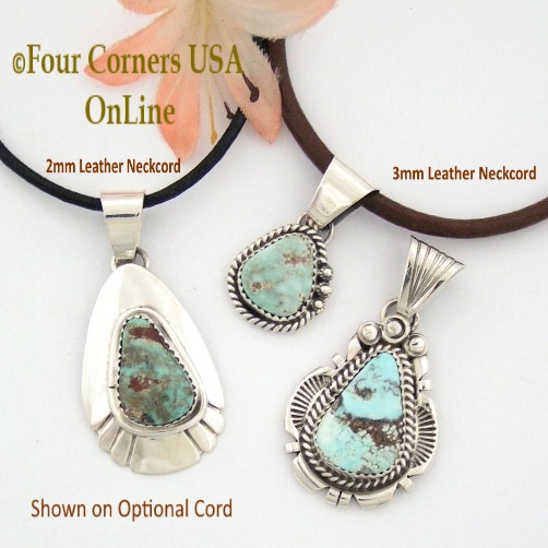 Dry Creek Turquoise Pendants on Optional Leather Cord Necklace