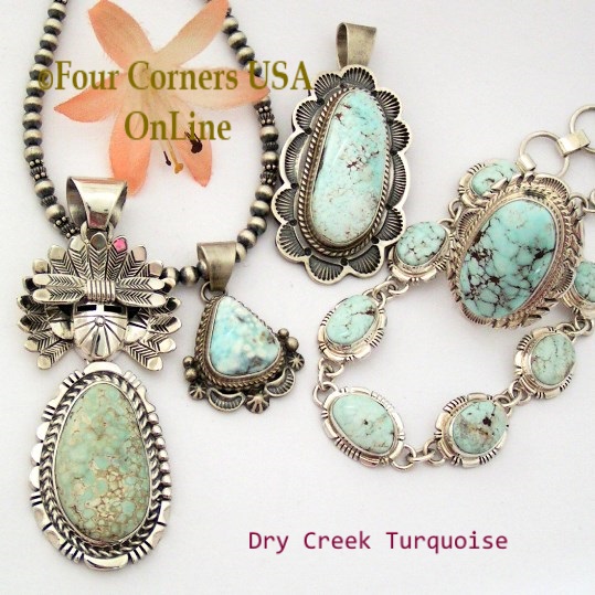 Dry Creek Turquoise Jewelry Four Corners USA OnLine Native American Silver Jewelry