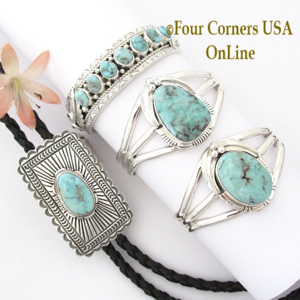 Dry Creek Turquoise Bracelets Four Corners USA OnLine Native American Navajo Silver Jewelry