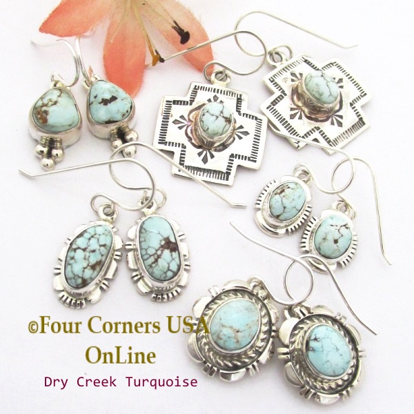 Navajo Dry Creek Turquoise Earrings at Four Corners USA OnLine Native American Jewelry