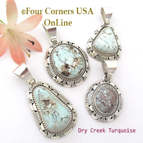 Nevada Dry Creek Turquoise Pendants Four Corners USA OnLine Navajo Silver Jewelry