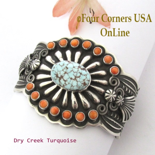Dry Creek Turquoise Spiny Shell Cuff Bracelet Navajo Darrell Cadman Four Corners USA OnLine Native American Jewelry