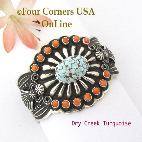 Dry Creek Turquoise Spiny Shell Cuff Bracelet Navajo Darrell Cadman Four Corners USA OnLine Native American Jewelry