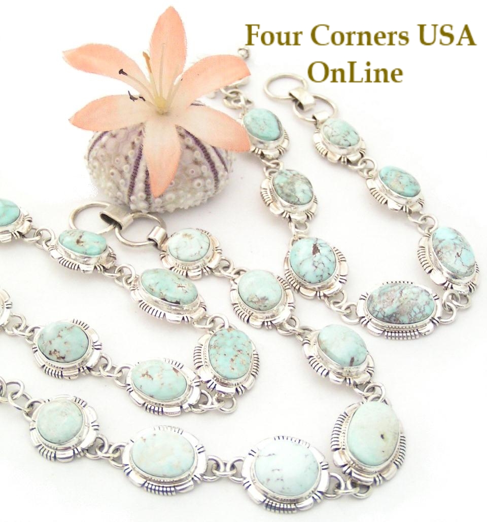 Dry Creek Turquoise Link Bracelets by Navajo Silversmith Jane Francisco