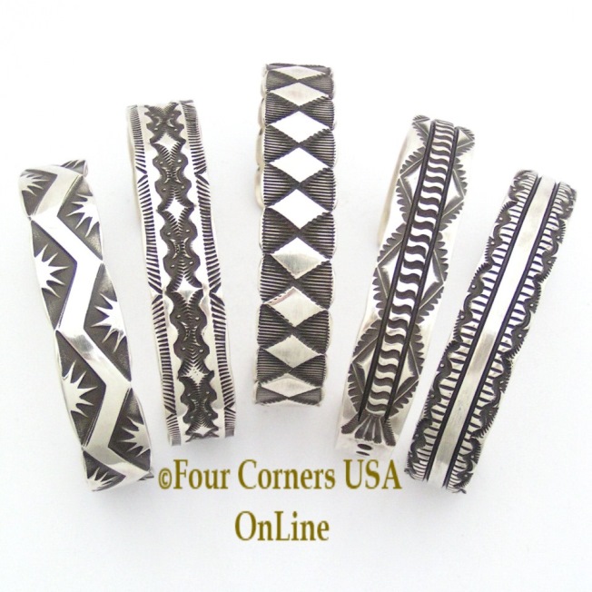 Navajo Eliva Bill Sterling Bracelets On Sale Now at Four Corners USA OnLine Native American Jewelry