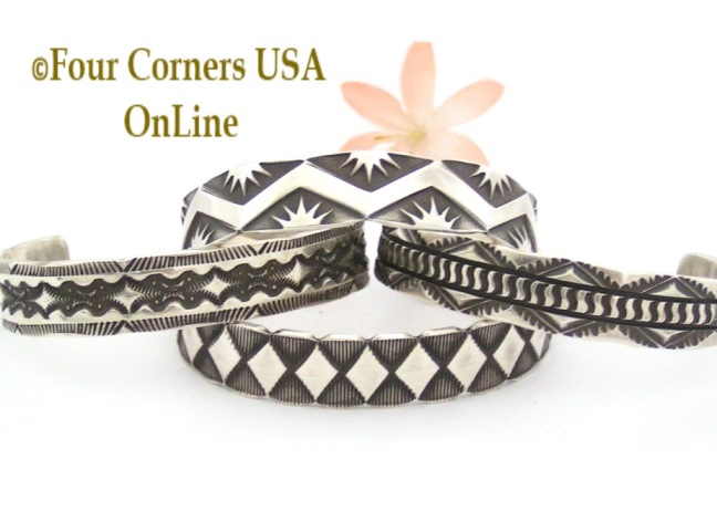 Navajo Eliva Bill Sterling Bracelets On Sale Now at Four Corners USA OnLine Native American Jewelry