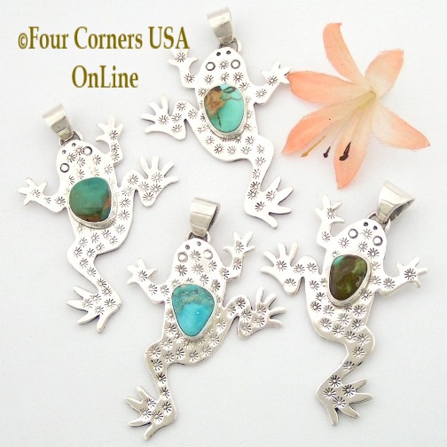 Stamped Frog with Turquoise Pendants Four Corners USA Online Navajo Tony Garcia