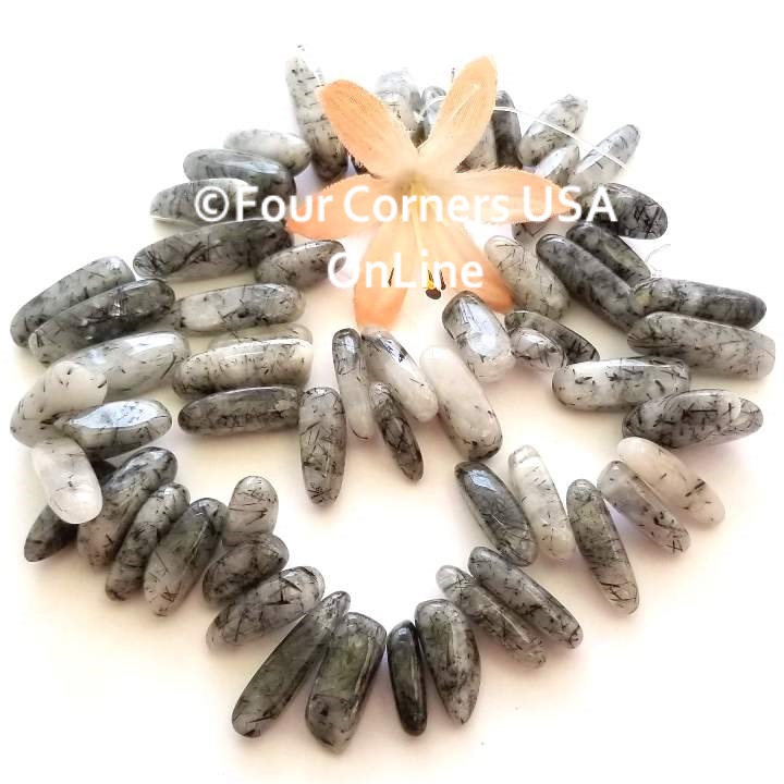 Tourmalated Quartz Beads On Sale Now at Four Corners USA OnLine Jewelry Making Beading Craft Supplies