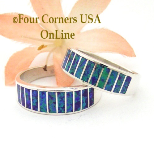 Purple Fire Opal Inlay Band Rings Navajo Ella Cowboy Four Corners USA OnLine Native American Jewelry http://stores.fourcornersusaonline.com/purple-fire-opal-inlay-band-rings/