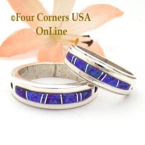 Purple Fire Opal Inlay Band Rings Navajo Wilbert Muskett Jr Four Corners USA OnLine Native American Jewelry http://stores.fourcornersusaonline.com/purple-fire-opal-inlay-band-rings/