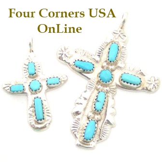 Native American Zuni Turquoise Cross Pendants Four Corners USA OnLine Jewelry