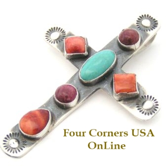 Colorful Southwest Cross Pendant Navajo Robert Johnson Four Corners USA OnLine Native American Jewelry 