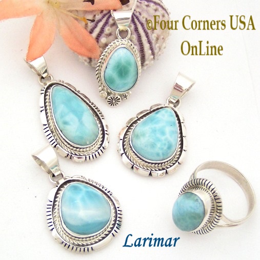 Larimar Jewelry by Navajo Robert Concho and Shirley Henry Four Corners USA OnLine