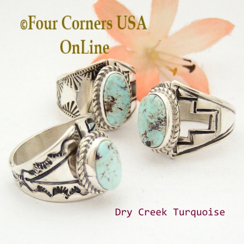Adjustable Dry Creek Turquoise Rings Navajo Laura Plummer Four Corners USA OnLine