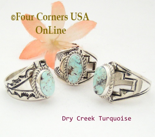 Adjustable Dry Creek Turquoise Rings Navajo Laura Plummer Four Corners USA OnLine