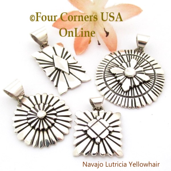Unique All Silver Pendants Navajo Lutricia Yellowhair Four Corners USA OnLine