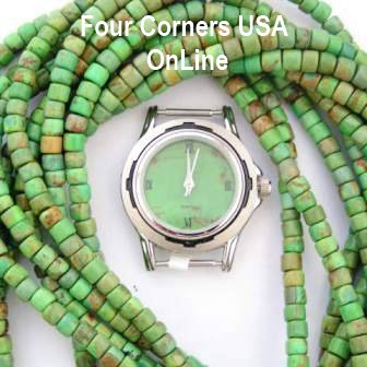 Mohave Green Turquoise Beads and Watch Face