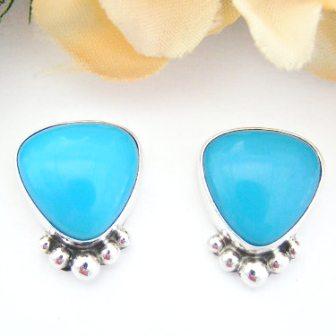 Sleeping Beauty Turquoise Sterling Post Earrings Four Corners USA Online Native American Indian Silver Jewelry E M Linkin