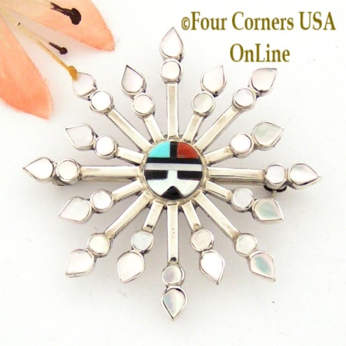 Happiness Sun Symbols Sterling Pin Pendant Combination Four Corners USA OnLine Native American Indian Zuni Jewelry