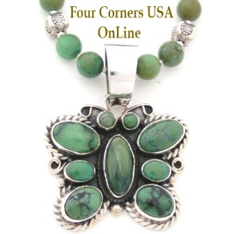 Green Turquoise Butterfly Necklace Four Corners USA OnLine