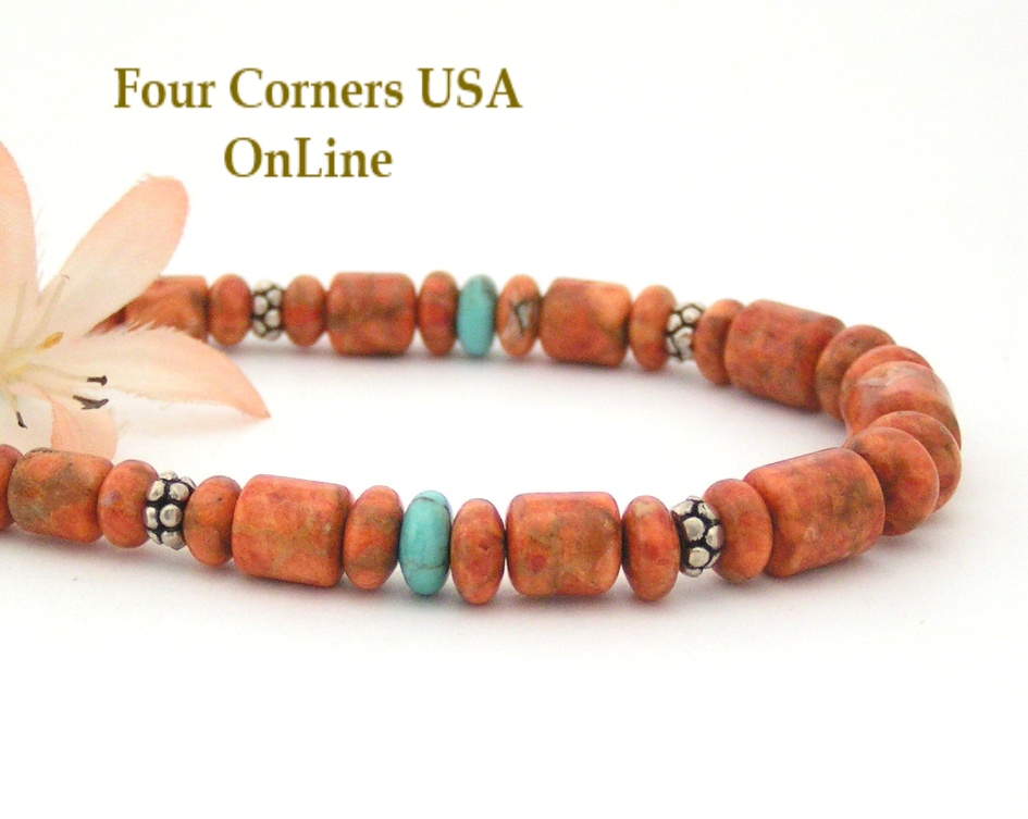 Apple Coral Bead Necklace Four Corners USA OnLine