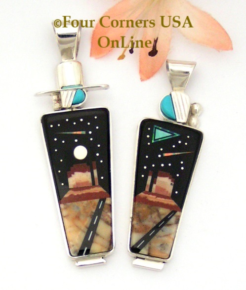 Starry Night Native American Elder Pendants Navajo Artisan Calvin Desson Four Corners USA OnLine Jewelry