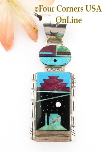 Sunface Starry Night Pendant Navajo Artisan Calvin Desson Four Corners USA OnLine Native American Jewelry