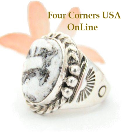 Men's Native American Rings White Turquoise Jewelry Four Corners USA OnLine