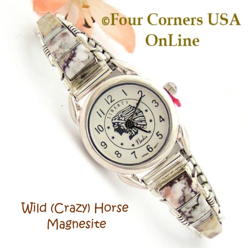Wild (Crazy) Horse Magnesite Inlay Watches by Navajo Steve Francisco Four Corners USA OnLine Native American Jewelry