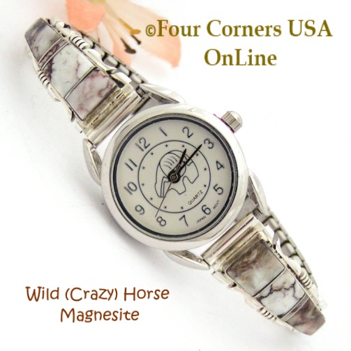 Wild (Crazy) Horse Magnesite Inlay Watches by Navajo Steve Francisco Four Corners USA OnLine Native American Jewelry