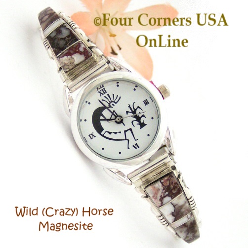 Wild (Crazy) Horse Magnesite Inlay Watches by Navajo Steve Francisco Four Corners USA OnLine Native American Jewelry