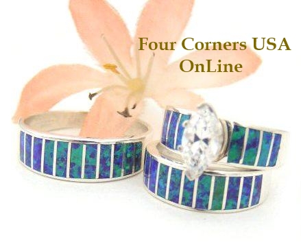 Purple Fire Opal Bridal Engagement Wedding Band Ring Sets Navajo Ella Cowboy Four Corners USA OnLine Native American Jewelry